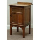 Edwardian oak bedside cabinet, panelled doors, W46cm, H78cm,