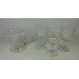 Set of three 19th Century cut glass Ale glasses and a cut glass water jug (4) Condition