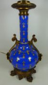 19th/ early 20th Century French porcelain Ormolu mounted table lamp with hand painted gilt motif,