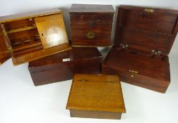 Victorian mahogany writing slope, another correspondence box, a box marked Liver Radio Liverpool,