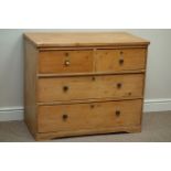 19th century pine chest fitted with two short and two long drawers, W93cm, H78cm,