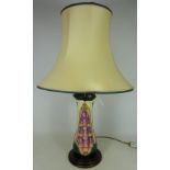 Moorcroft Pottery 'Foxglove' pattern table lamp with matching lamp shade,