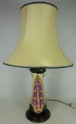 Moorcroft Pottery 'Foxglove' pattern table lamp with matching lamp shade,