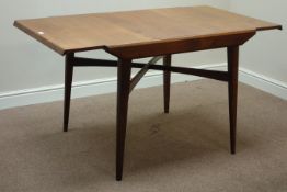 1960s vintage retro oak extending dining table, swivel leaf, tapering legs, 80cm x 137cm,