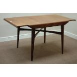 1960s vintage retro oak extending dining table, swivel leaf, tapering legs, 80cm x 137cm,