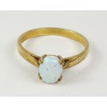 Opal single stone silver-gilt ring stamped 925 Condition Report <a href='//www.