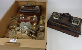 Late 19th/ early 20th Century desk stands, inkwells,