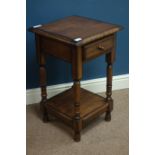 Oak two tier bedside with single drawer, W41cm, H66cm,