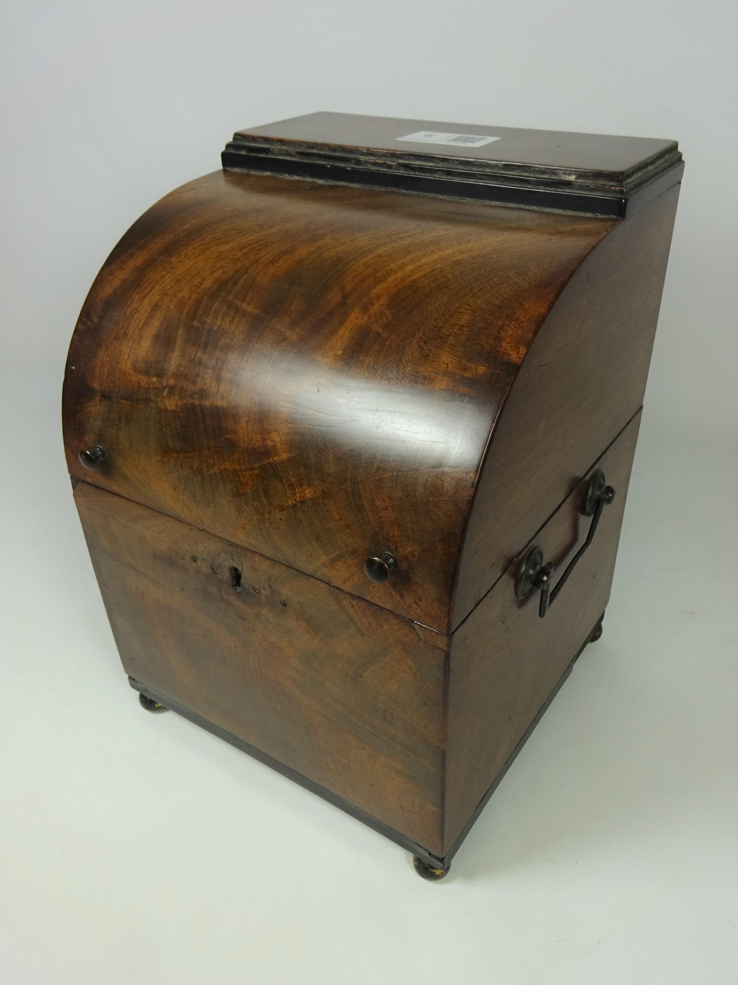 Early 19th Century four bottle figured mahogany Tantalus box, - Image 2 of 2