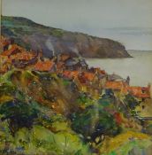 'Robin Hoods Bay', watercolour by Harold B Hewlett signed and with initials HBH, 1930 titled verso,