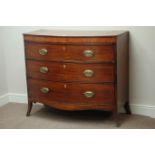 Early 19th century mahogany bow front chest of three drawers,