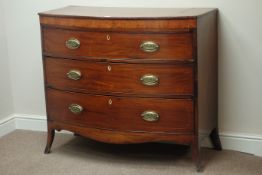 Early 19th century mahogany bow front chest of three drawers,