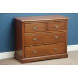 Edwardian walnut chest, two short and two long drawers, W99cm, H79cm,