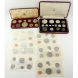 1937 and 1953 GB coronation uncirculated coin sets cased; 1968, 1969, 1973, 1979,