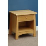 'Sherry' light oak lamp table with single drawer and undertier, W56cm, H60cm,