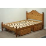 Ducal polished pine 4' 6'' double bedstead Condition Report <a href='//www.