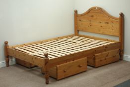 Ducal polished pine 4' 6'' double bedstead Condition Report <a href='//www.