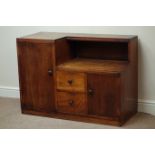 Early 20th century 'Heal's of London' oak office cabinet, two cupboards and drawers, W107cm, H77cm,
