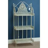 Wrought metal three tier stand, W55cm, H124cm,
