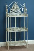Wrought metal three tier stand, W55cm, H124cm,