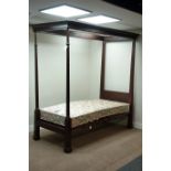 19th century mahogany four poster 3' single bed,