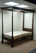 19th century mahogany four poster 3' single bed,