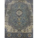 Large Persian design Prussian blue ground rug carpet,
