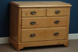 Pine chest fitted with two short and two long drawers, W108cm, H82cm,