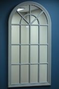 Arch top 'window' mirror set in goose grey frame 130cm x 69cm Condition Report