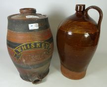 19th Century stoneware Whiskey barrel H37cm and a stoneware jar (2) Condition Report