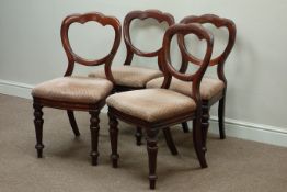 Four Victorian shaped balloon back dining chairs,