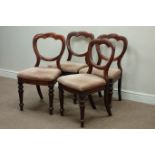 Four Victorian shaped balloon back dining chairs,