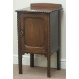 Georgian style early 20th century mahogany bedside cabinet, W45cm,