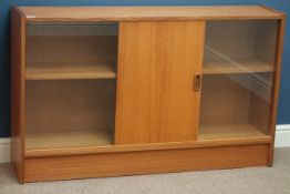 G-Plan teak bookcase with sliding glass doors, W124cm, H76cm,