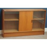 G-Plan teak bookcase with sliding glass doors, W124cm, H76cm,