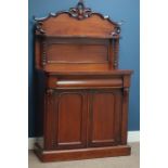 Victorian mahogany chiffonier, double cupboard and single drawer,