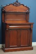 Victorian mahogany chiffonier, double cupboard and single drawer,