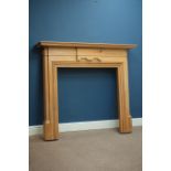 Waxed pine fire surround, W139cm,