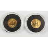 1998 and 1999 Canada maple leaf fine gold 1 dollar proof coins (in capsules) Condition