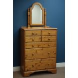 Ducal polished pine chest, four short and three long drawers (W87cm, H117cm, D46cm),