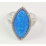 Large blue opal dress ring stamped 925 Condition Report <a href='//www.