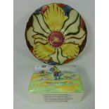 Crown Devon Fielding's music box 'On Ilkla Moor Baht`At' L13cm and a Burslem flower shaped bowl (2)