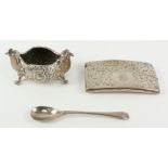 Edwardian silver card case bright cut decoration Birmingham 1902,