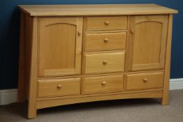 'Sherry' light oak sideboard two cupboards and six drawers, W139cm, H93cm,