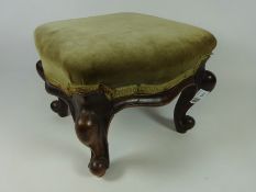 Victorian mahogany footstool and a leather bound 'The Complete Works of Shakespeare' 1838