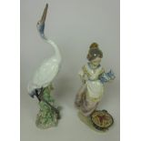 Lladro figure 'Making Paella' no. 5254 and a Lladro 'Dancing Crane' no.