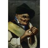 Portrait of an Elderly Italian Man Smoking a Pipe,