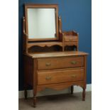 Edwardian walnut two drawer dressing chest, raised off centre swing mirror with trinket drawer,