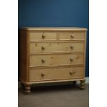 Victorian pine chest fitted with two short and three long drawers, W119cm, H115cm,