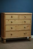 Victorian pine chest fitted with two short and three long drawers, W119cm, H115cm,